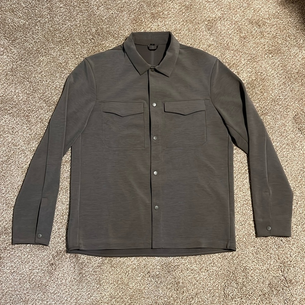Lululemon Men’s Gridliner Fleece Overshirt, Medium, Heather Carob Brown